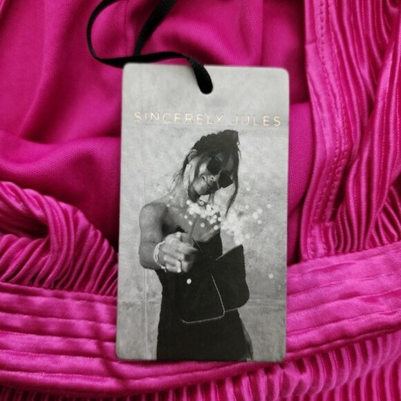 Sincerley Jules Women's Hot Pink Pleated Cross Over Halter Dress Lined Sz Medium - Picture 9 of 12